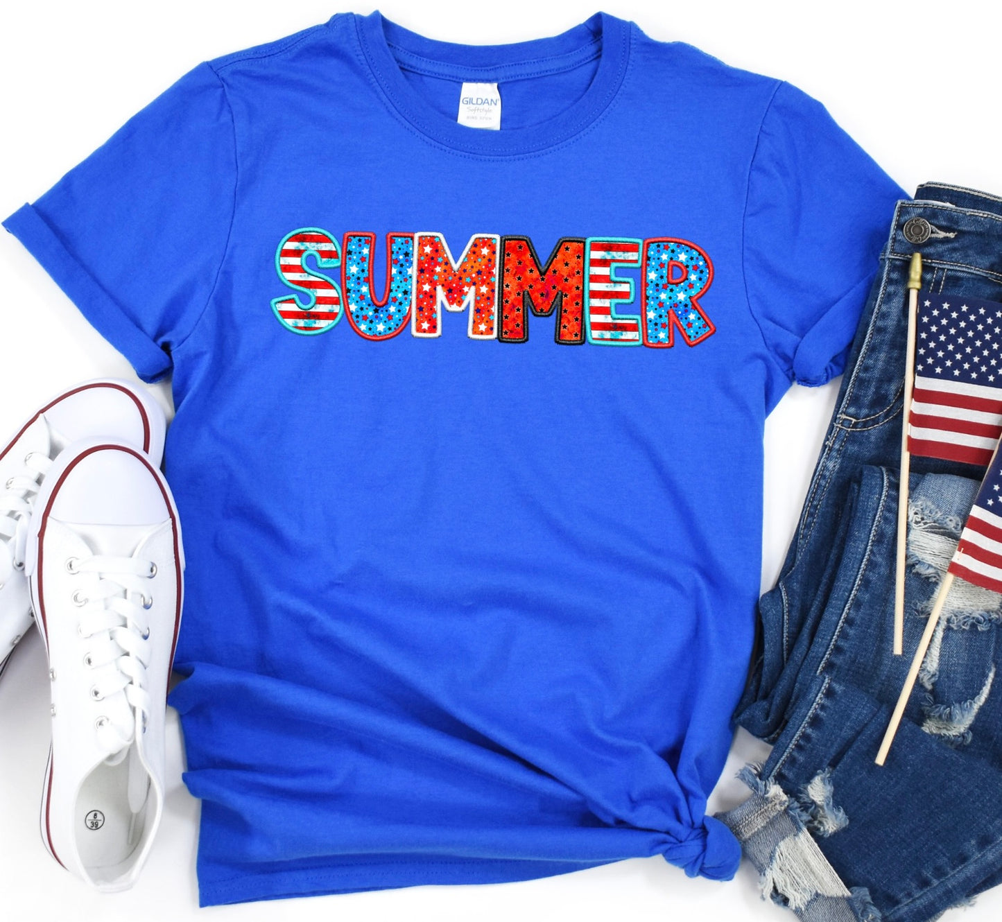 SUMMER RED WHITE BLUE SINGLE LINE -DTF TRANSFER