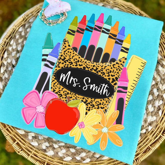 TEACHER | CRAYON BOX CUSTOM   | DTF TRANSFER