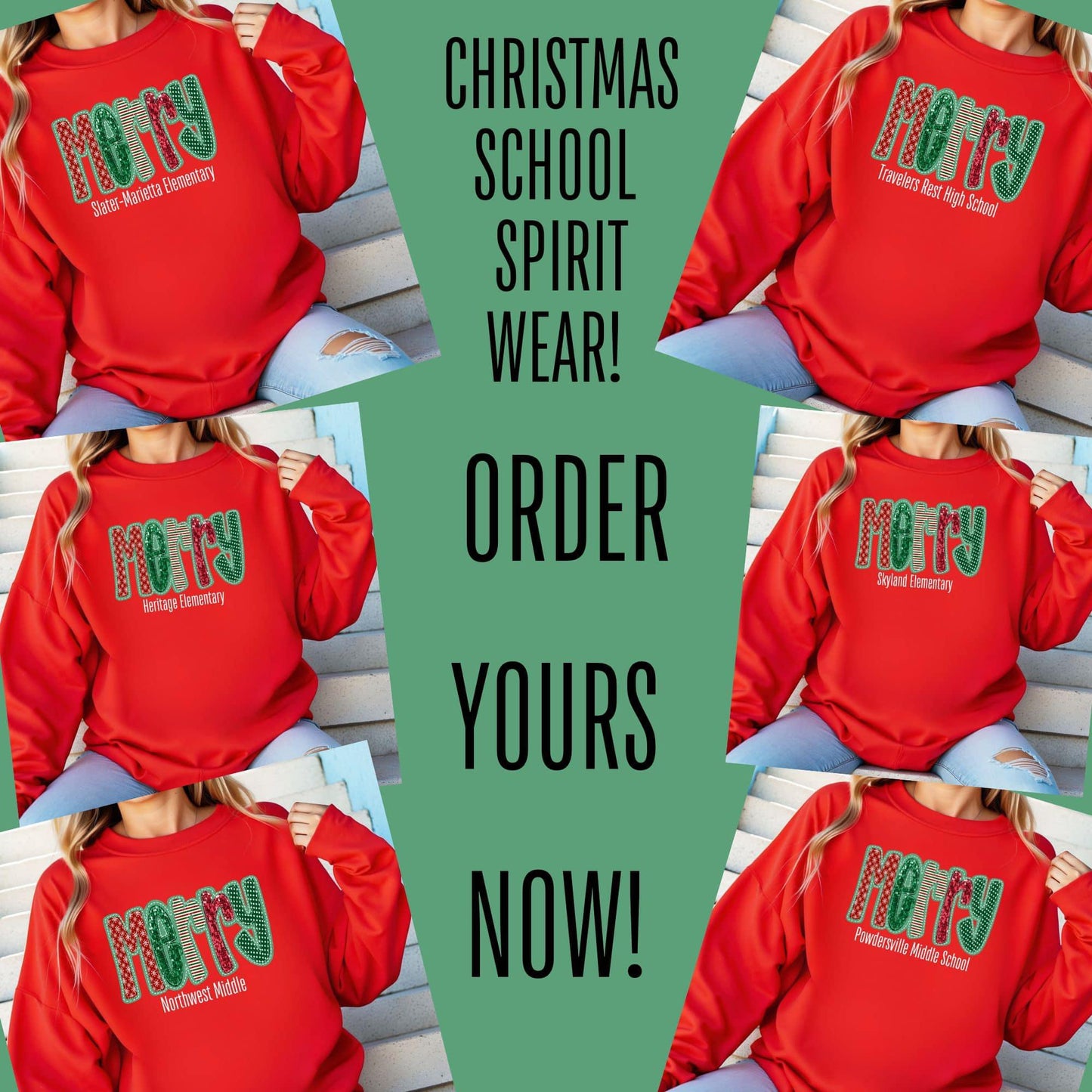 MERRY • CUSTOM SCHOOL NAME • DTF TRANSFER
