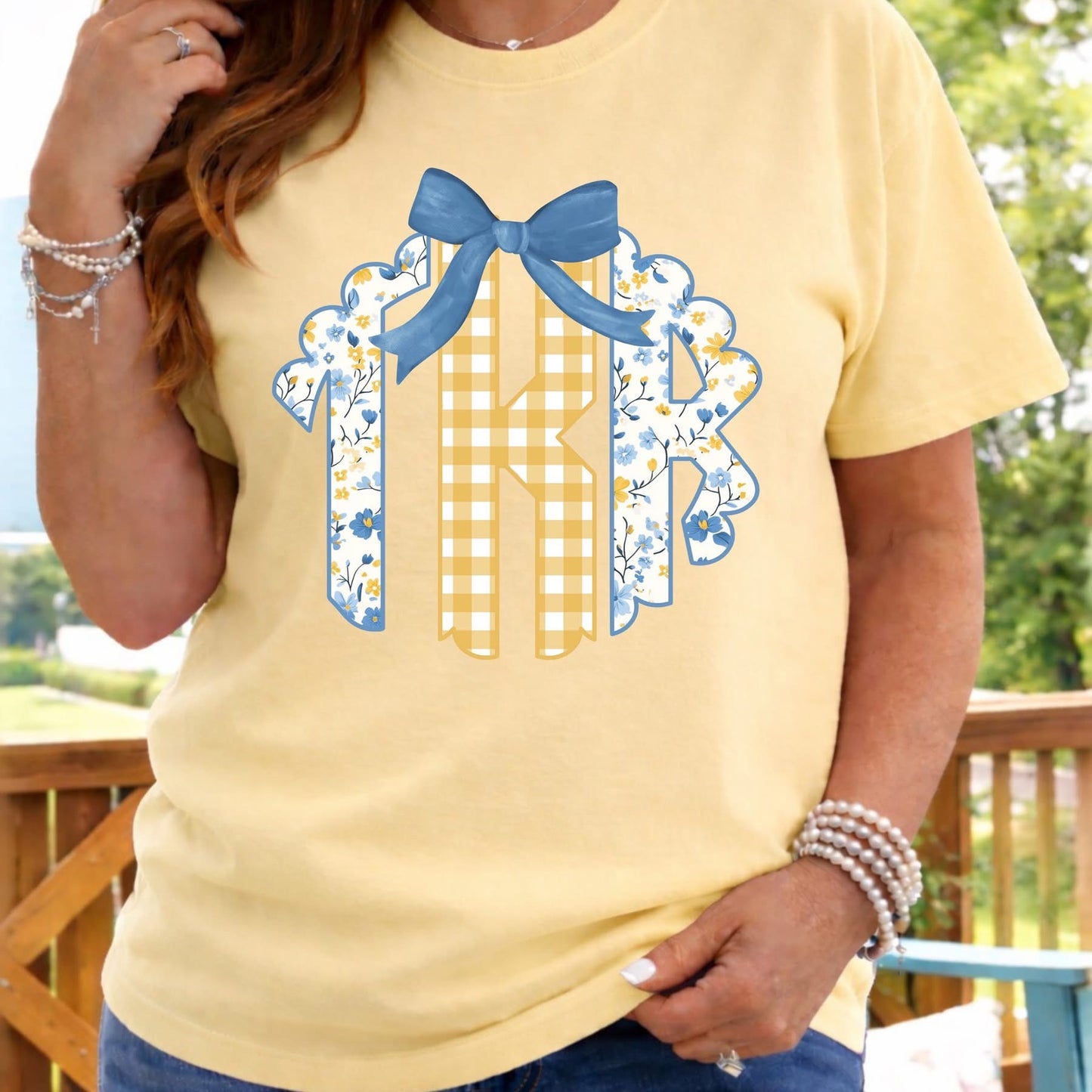 BLUE FLORAL MONOGRAM | COMPLETED TEE