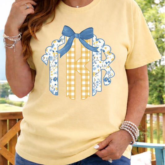 BLUE FLORAL MONOGRAM | COMPLETED TEE