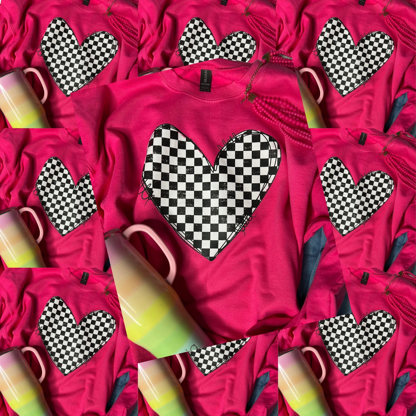 Checkered Heart   | DTF TRANSFER