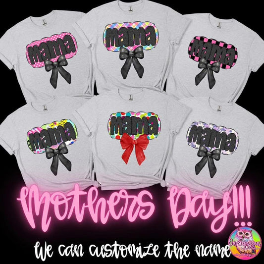 CUSTOM | MAMA  “ pick your background & bow style “ DTF TRANSFER