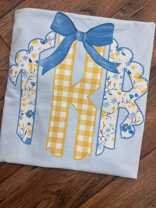 BLUE FLORAL MONOGRAM  | DTF TRANSFER | CUSTOM