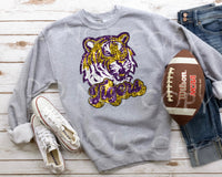 GLITTER GOLD/PURPLE TIGER HEAD DTF Transfer