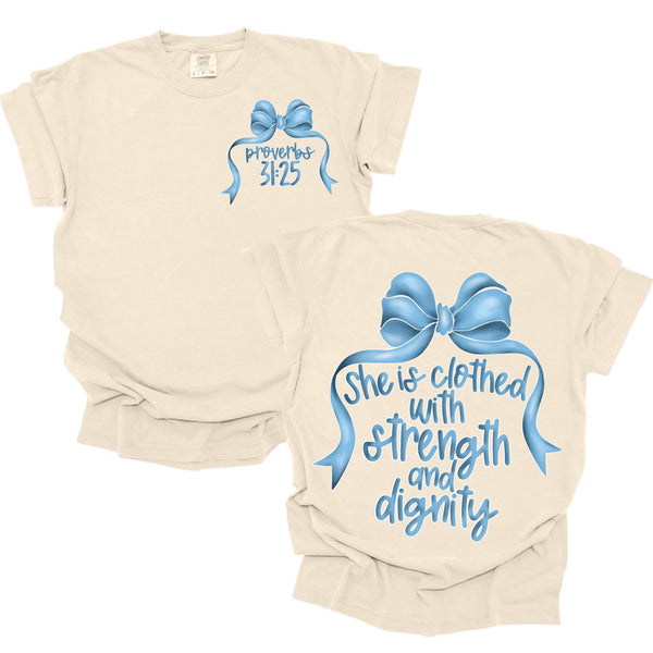 Proverbs 31:25 Bow FRONT/BACK set -DTF TRANSFER