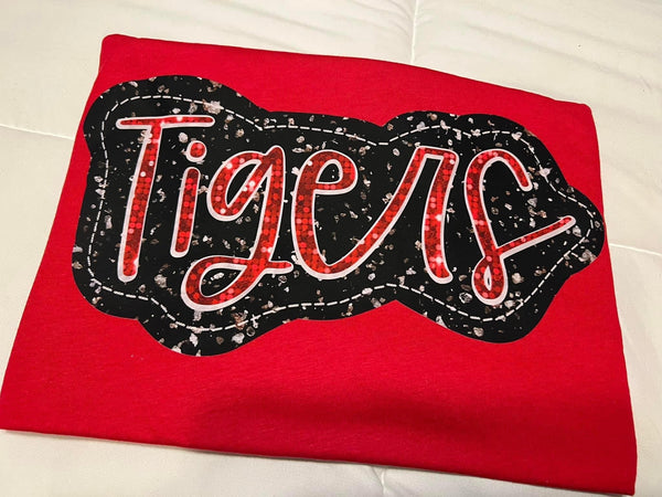 Tigers red/black faux sequin DTF Transfer