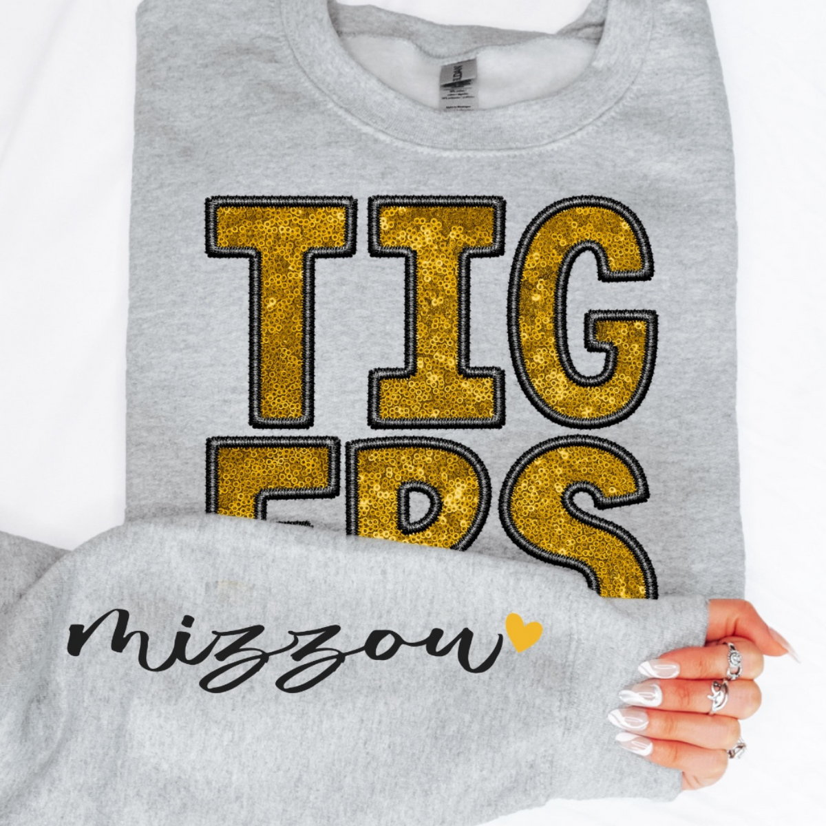 Mizzou sequin DTF Transfer