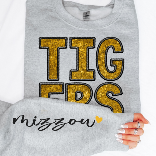 Mizzou sequin DTF Transfer