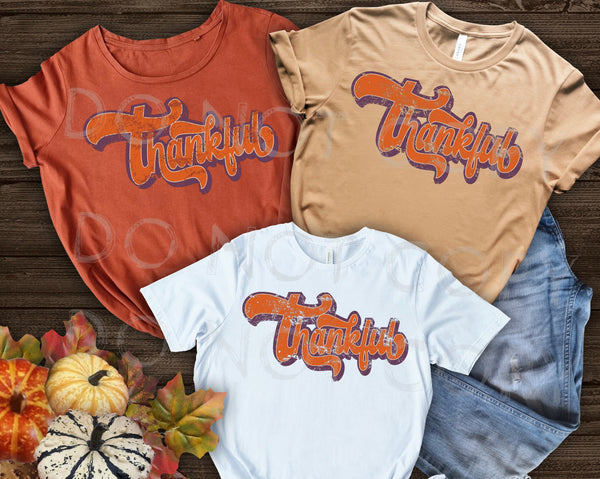Thankful retro orange DTF Transfer