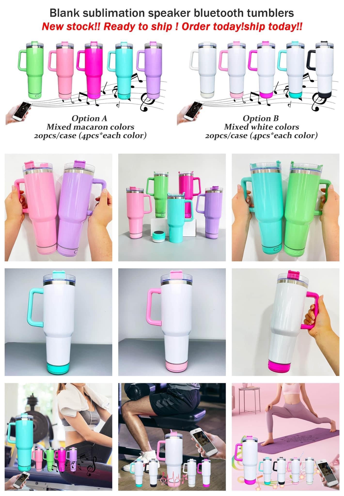 IN STOCK Bluetooth Speaker Sublimation 40 oz Tumbler - Tumbler with Handle  - WHOLESALE