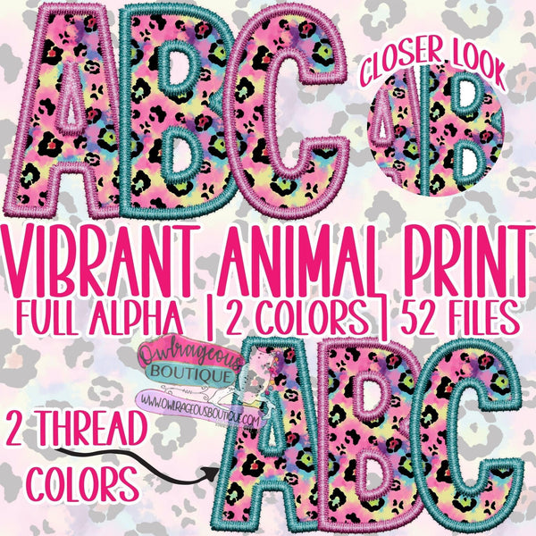 Custom Vibrant Animal Print Faux Embroidery DTF Transfer