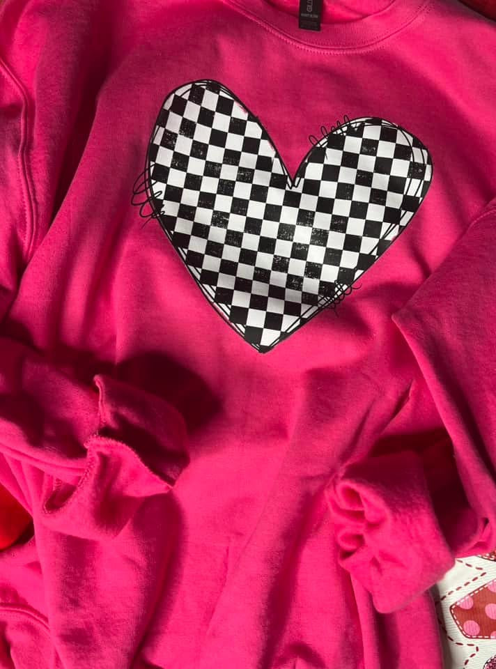 Checkered Heart  | COMPLETED SWEATSHIRT