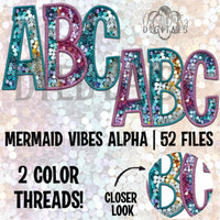 CUSTOM Mermaid Vibes Faux Embroidery DTF Transfer