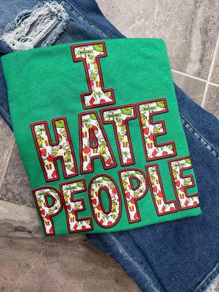 I Hate People Faux Embroidery DTF Transfer