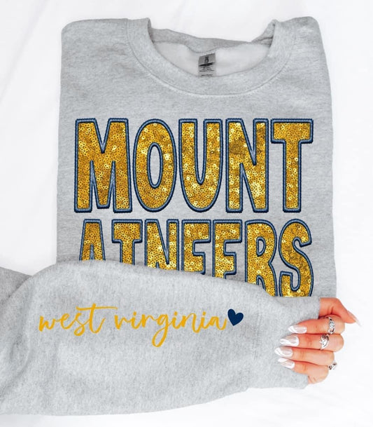 West Virginia Sequin DTF Transfer