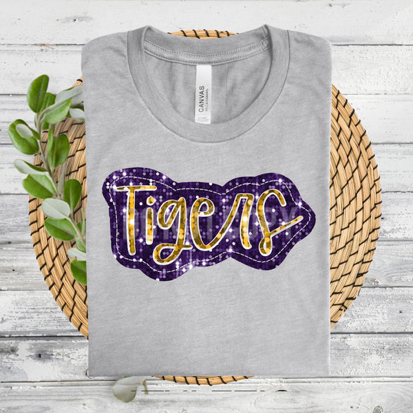 Tigers Purple Gold Sequin DTF Transfer