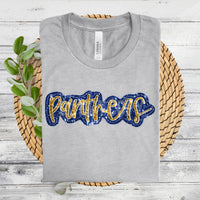 Panthers Blue Gold Sequin DTF Transfer