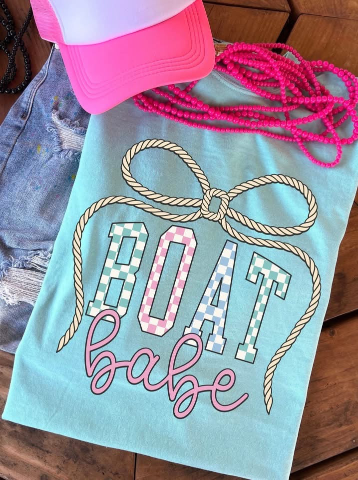 Checkered Boat Babe | wholesale COMPLETED TEE (Minimum 3)