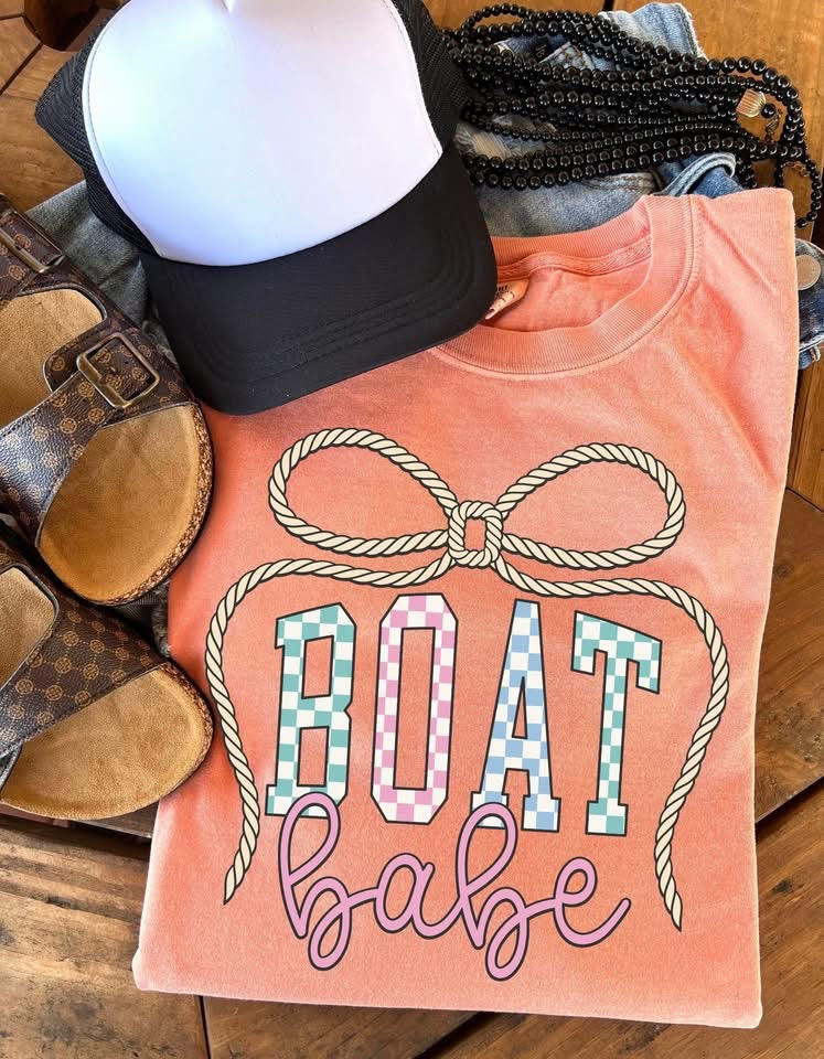 Checkered Boat Babe | wholesale COMPLETED TEE (Minimum 3)
