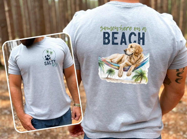 SALTY BOY SOMEWHERE ON THE BEACH (LAB) FRONT/BACK-DTF TRANSFER