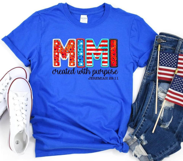 MIMI RED WHITE BLUE COMPLETED TEE - Wholesale