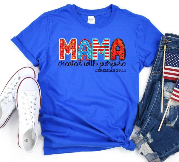MAMA RED WHITE BLUE COMPLETED TEE - Wholesale