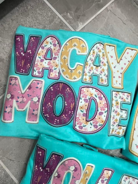 FLORAL VACAY MODE FAUX EMBROIDERY PNG DIGITAL DOWNLOAD