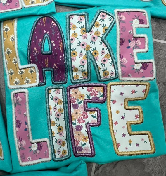 FLORAL LAKE LIFE FAUX EMBROIDERY PNG DIGITAL DOWNLOAD
