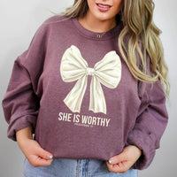 SHE IS WORTHY | COMPLETED SWEATSHIRT