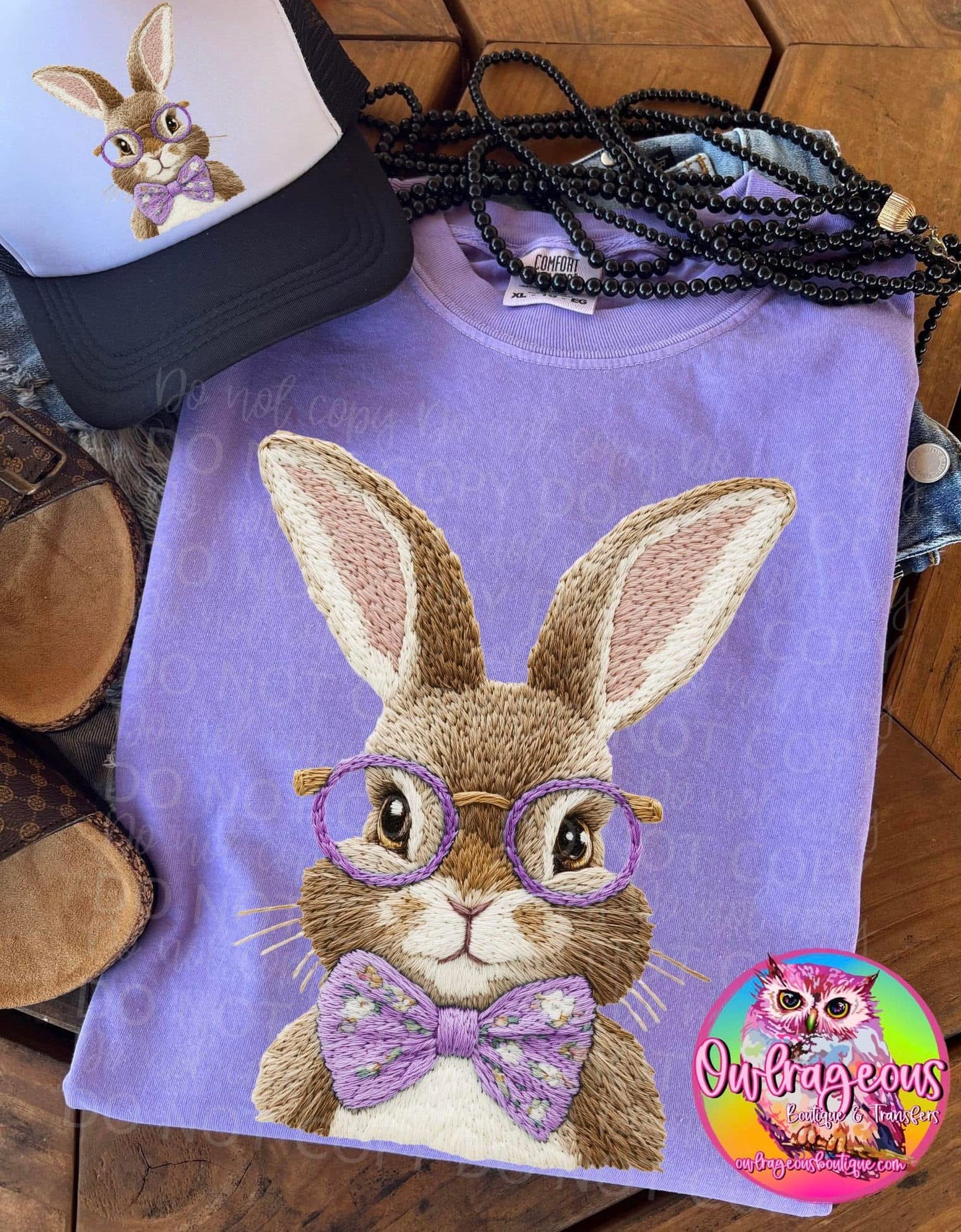Faux Embroidery Purple Bunny   | COMPLETED TEE