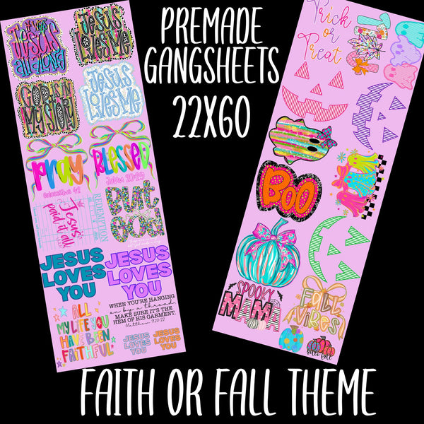 PREMADE GANG SHEETS 22 X 60  | DTF TRANSFER