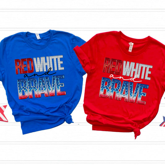 Red White & Brave  DTF Transfer
