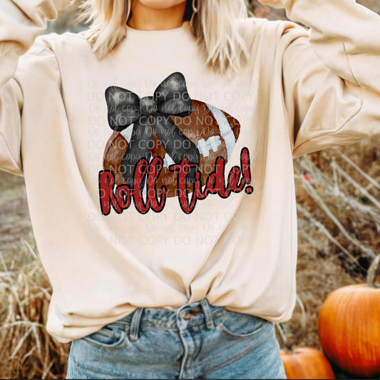Roll Tide - Football Bow - DTF TRANSFER
