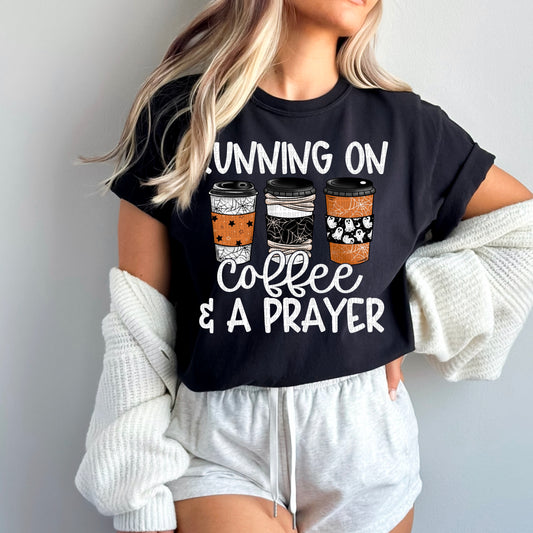Running on Coffee & Prayer * Halloween / white   | DTF TRANSFER