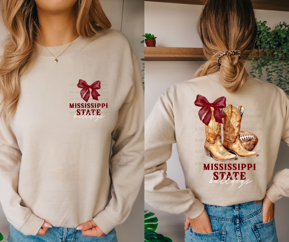 MISSISSIPPI STATE BULLDOGS  | FRONT & BACK PRINT | DTF TRANSFER