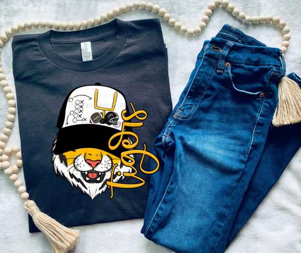 TIGERS ( BLACK & YELLOW GOLD ) HAT MASCOT - DTF Transfer