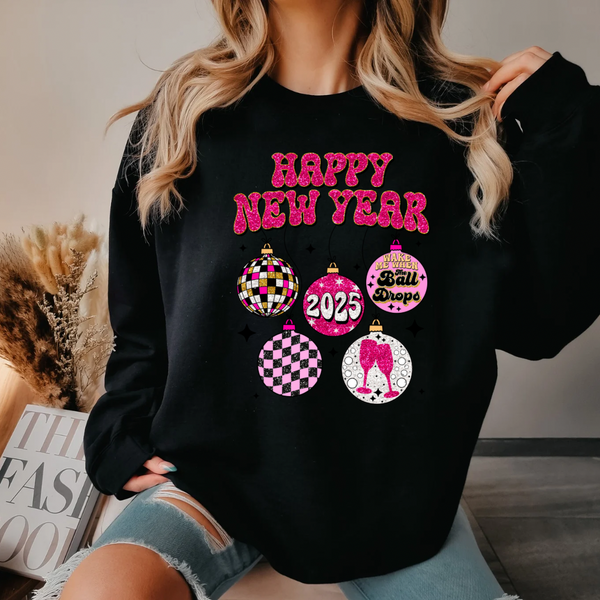 Pink Happy New Year 2025 | COMPLETED SWEATSHIRT