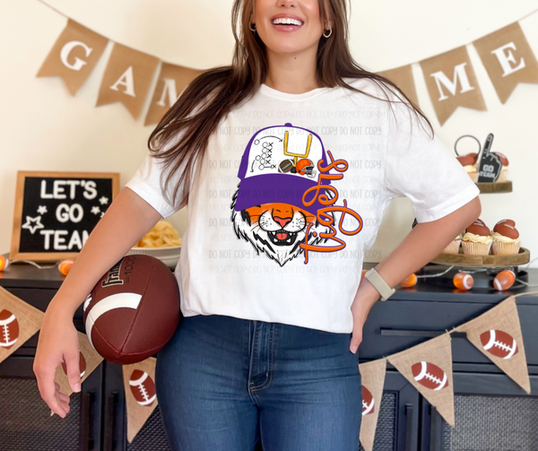 TIGERS HAT MASCOT ( PURPLE & ORANGE ) - DTF Transfer