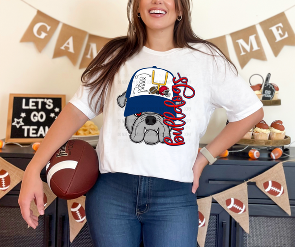 BULLDOGS ( RED & NAVY ) HAT MASCOT - DTF Transfer
