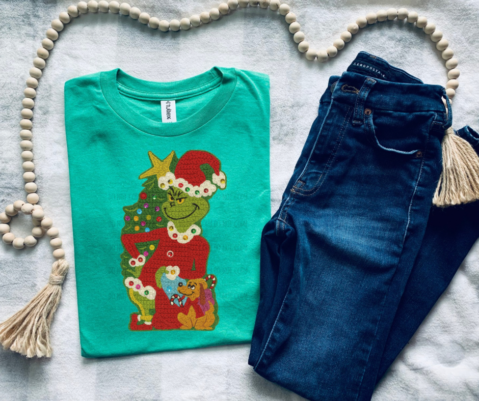 GREEN M WITH DOG & TREE    | DTF TRANSFER