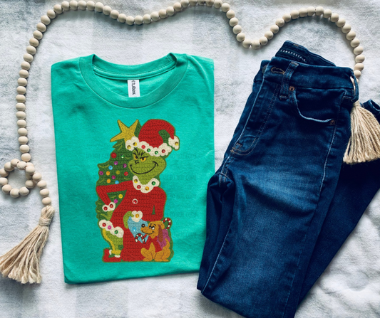 GREEN M WITH DOG & TREE    | DTF TRANSFER