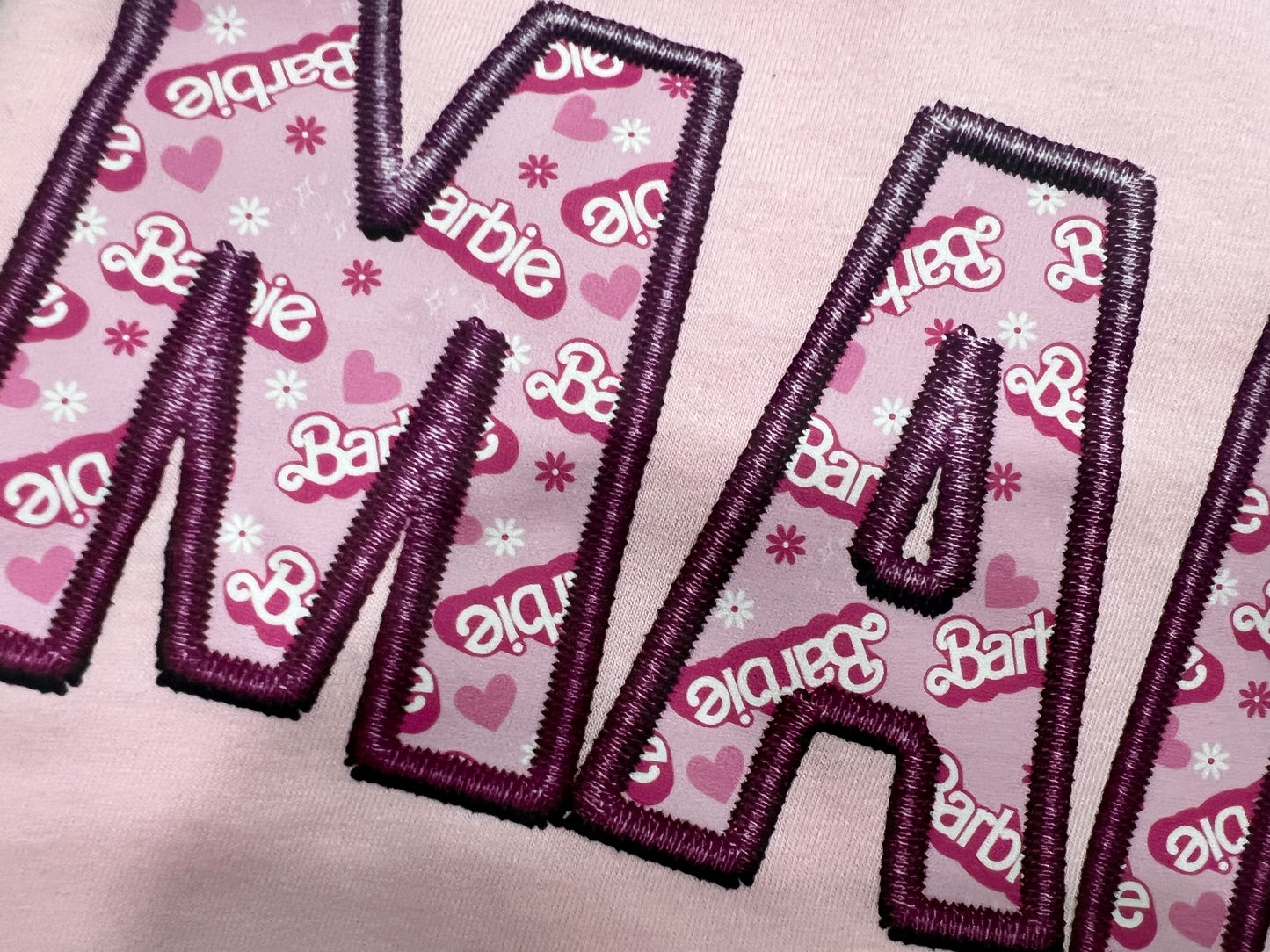 Pink Barb Mama Faux Embroidery DTF Transfer