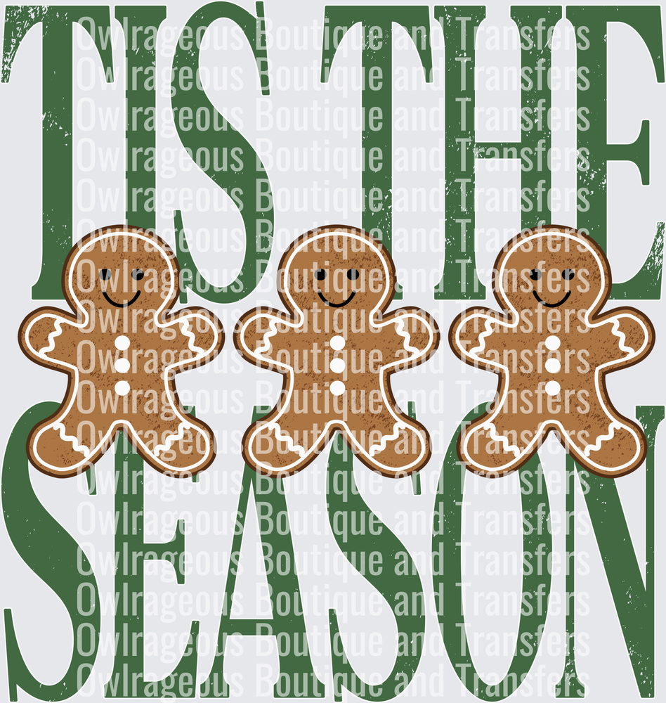 tistheseason-distressedstacked-gingerbreadtrio-green