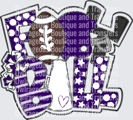 Football Word Art PURPLE WHITE