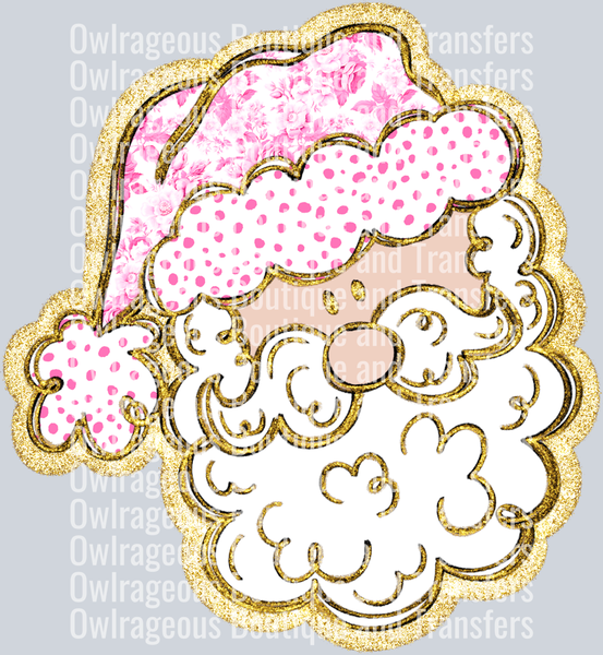 Santa_Pink_Floral_Hat_Gold_Foil_And_Glitter_