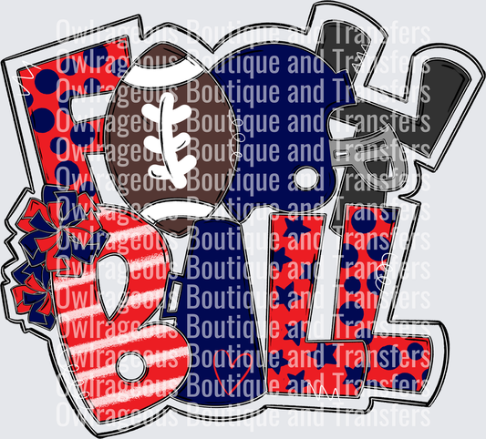 Football Word Art RED NAVY