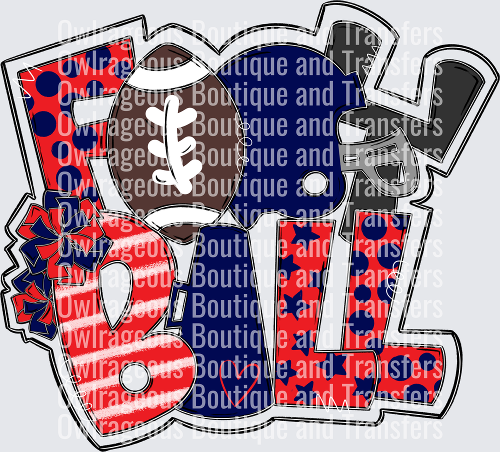 Football Word Art RED NAVY